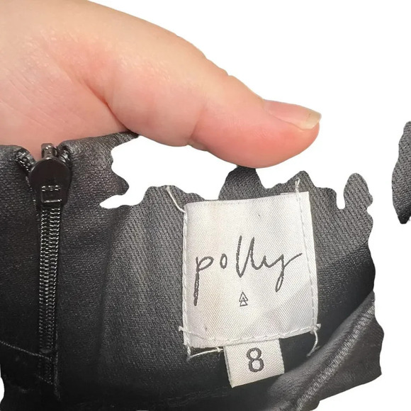 Polly Black Faux Leather Coated Skinny Ankle Zip‎ Pants Size 8 - Picture 9 of 11